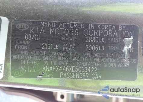 2014 Kia Forte Lx from USA, damaged, VIN KNAFX4A6XE5063422